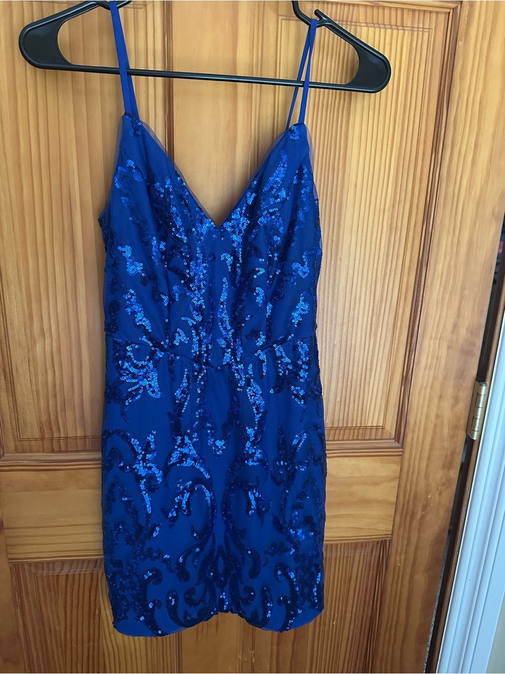 Blue sequins mini dress